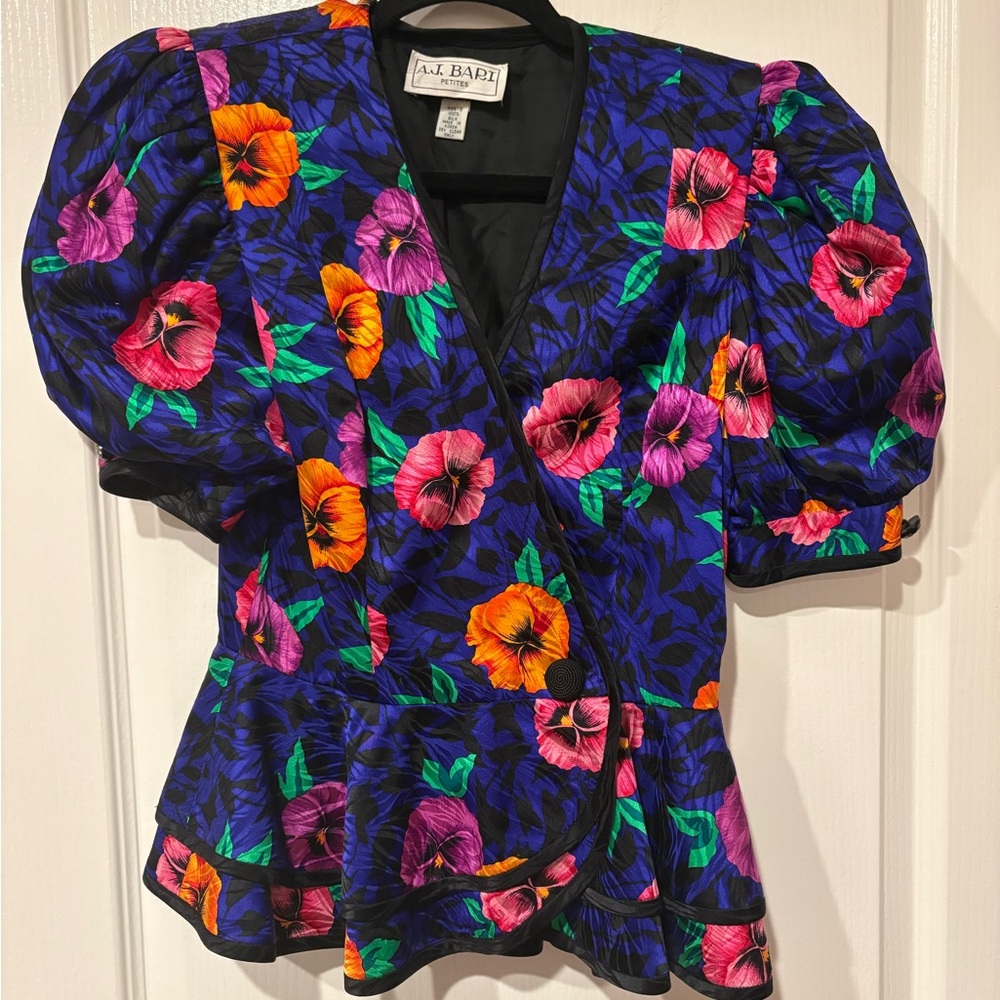 Vintage A.J. Bari Vibrant Floral Jacket - Blue, Pink, Orange